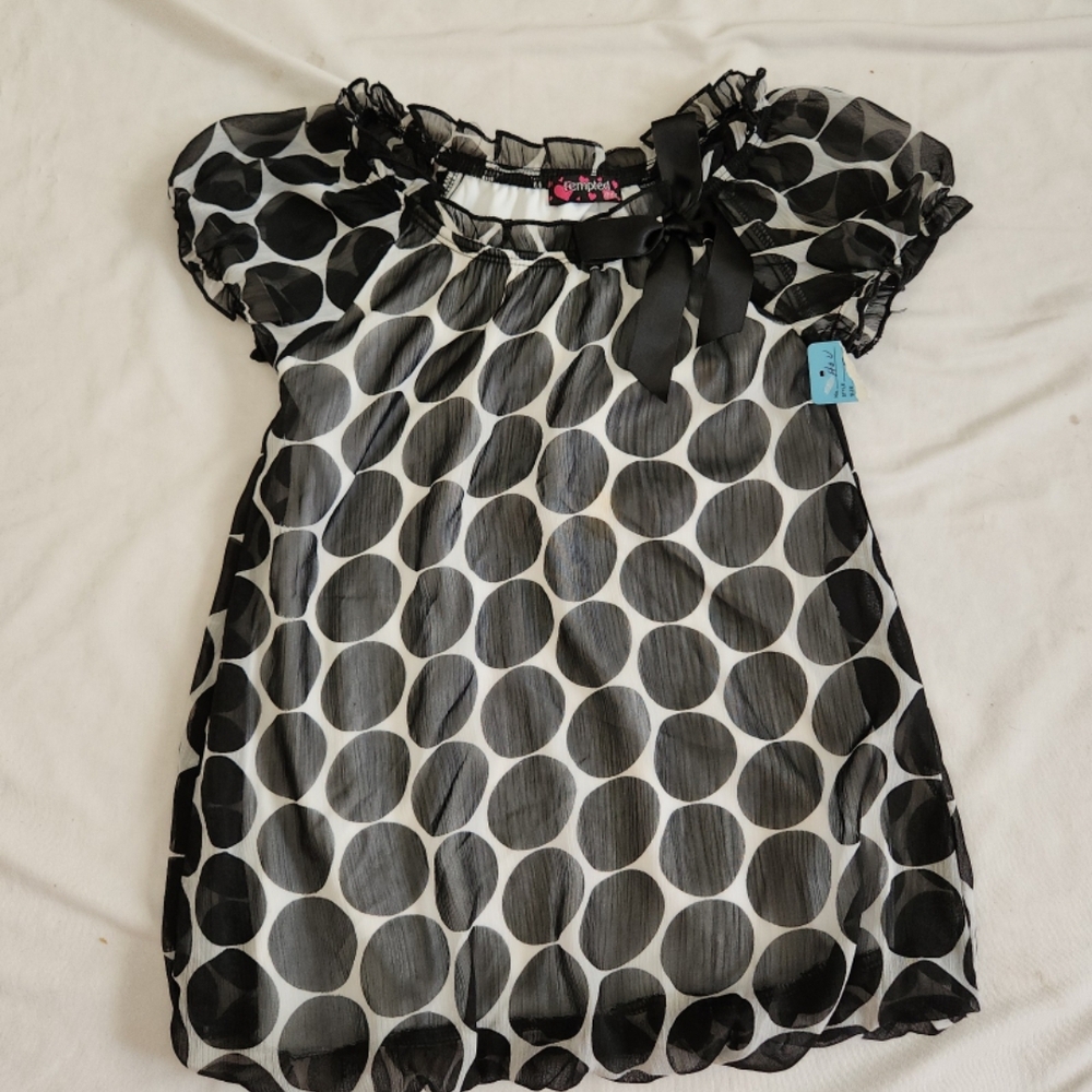Tempted girls size 5 black Polka-dot Dress #J9